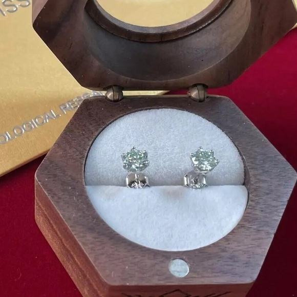 Certified 1ct t.w. Moissanite Green Filigree Basket Stud Earrings NEW - Picture 8 of 13